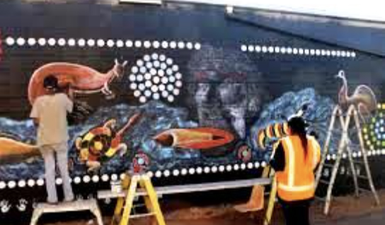 During painting of the mural