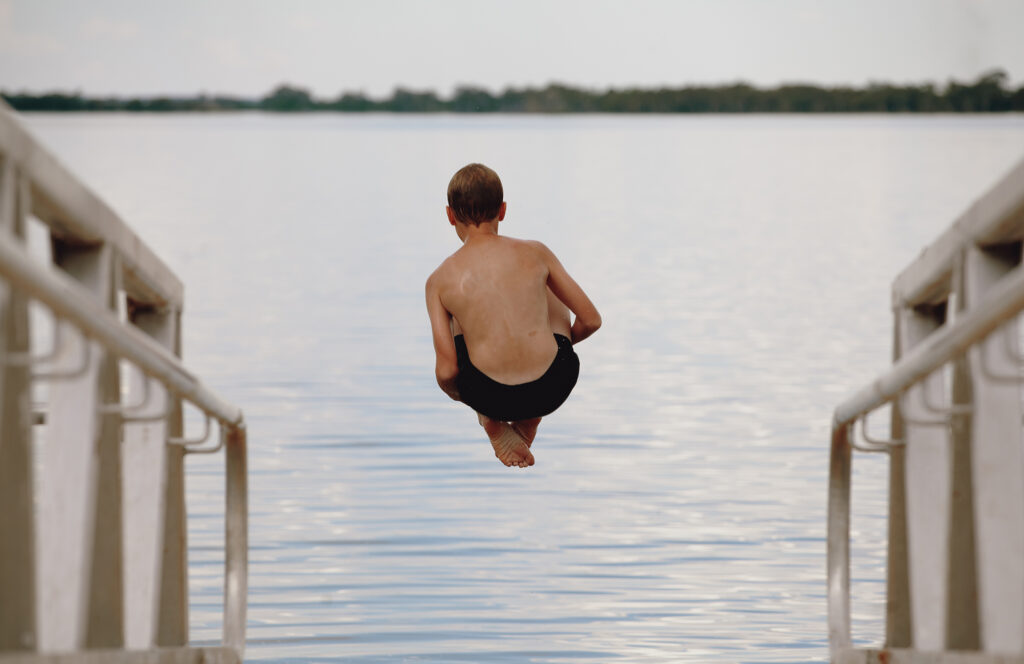 child Jumping into Lake Cargelligo
